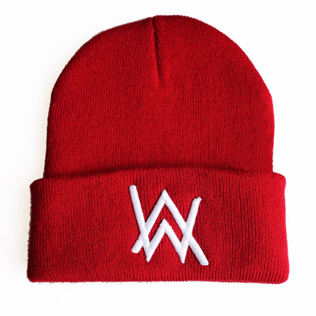 Winter Woolen Hat, Embroidery Knit Hat, Pullover Cap, Hip-Hop Ski Cap